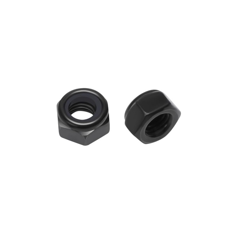 50Pcs M6 x 1.0mm Hex Lock Nuts Carbon Steel Nylon