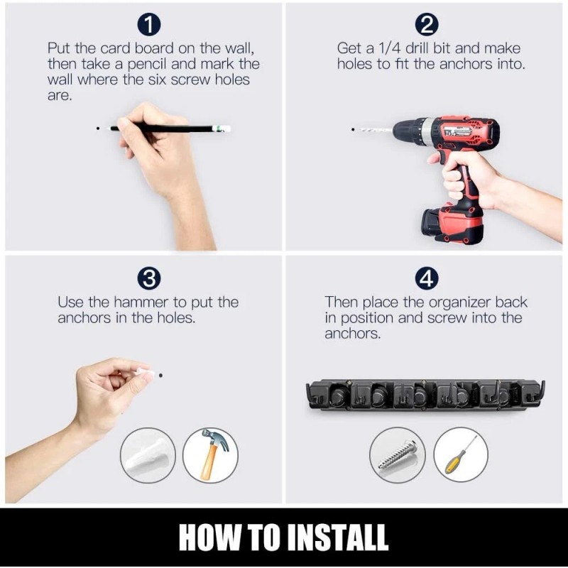 IMILLET 2 Pack Mop and Broom Holder, Wall Mounted Organizer