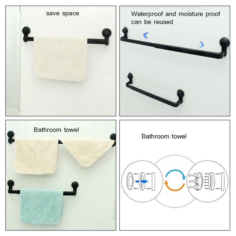 Suction Cup Towel Rack Retractable Non Drilling Kitchen and Bathroom