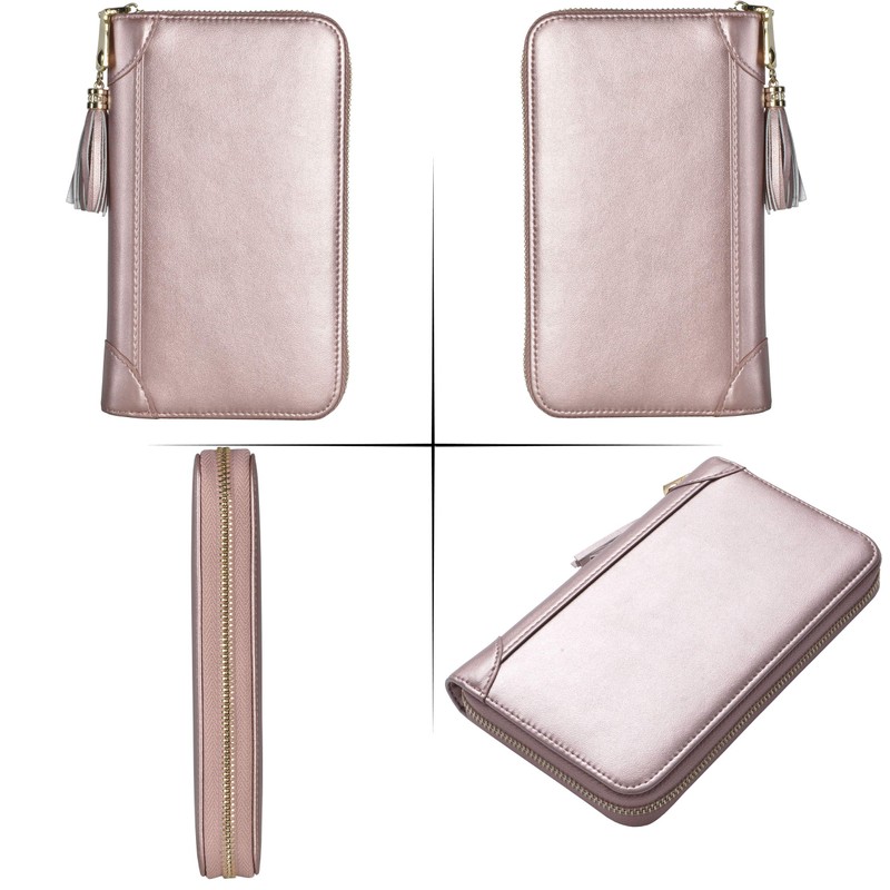 Easyoulife Credit Card Holder Wallet Womens Zipper Leather Case Purse