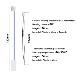 2 Pack Ceramic Heater & Thermistor Kit for Bambu Lab X1/X1C, 24V 48W Ceramic Heater High Temperature Thermistor with Mounting Clip Replacement Parts for X1/X1C