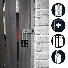 Master Lock 7640EURDBLKLH Combination Padlock in Aluminium with Long Shackle, Black, 4 x 10.2 x 1.5 cm