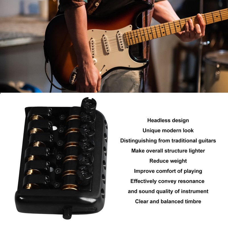 Headless Guitar Bridge Tailpiece Fixed 6 String Electric Guitars Roller