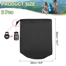 PATIKIL Stuff Sack, 2 Pcs 10 x 20 Inch Waterproof Outdoor Storage Sack Portable Drawstring Dust Flap Bag Lightweight Sleeping Bag for Camping Hiking Travel, Black