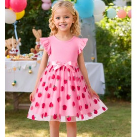 Toddler Girls Tulle Dress Baby Girl Summer Dress Apple Ruffle Sleeveless Birthday Party Princess Causal Tutu Sundress 7t