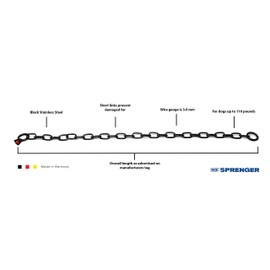 Herm Sprenger Black Stainless Steel Short Link Fur Saver Dog Training Collar No-Pull Slip Chain for Small Medium Large Dogs for Easy Control Made in Germany