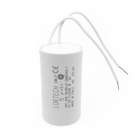 LORTECH Capacitor 5µF - Diameter 30 x 55 mm - Flat Base - Plastic - Rectangular - 230V AC - ±5% Tolerance - Italian Manufacturer