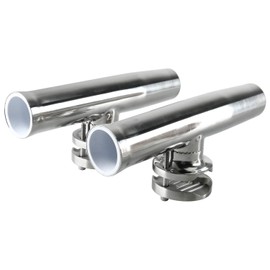 FreeTec Stainless Tournament Style Clamp on Fishing Rod Holder for Rails Rail Mount Rod Holder (2PCS 7/8" to 1")