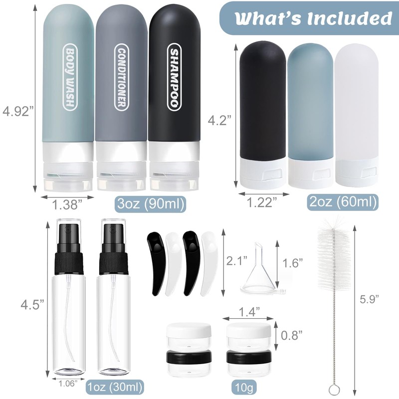 YNSHOUNA 20 Pack Travel Bottles Set, TSA Approved Travel Size