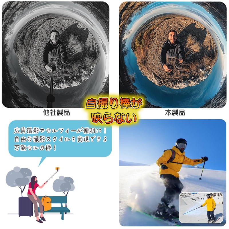 YESprime Invisible Selfie Stick Selfie Insta 360 X4 X3 ONE