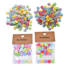 100 Pcs 15mm Mixed Color Round and Stripe Resin Buttons for Sewing, Crafting, DIY Projects, Cardmaking Embellishments, Knitting Accessories