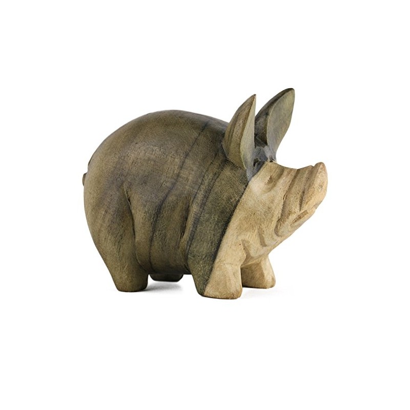 ART-CRAFT Wooden Pig Hand Carved from a Beautiful Piece of