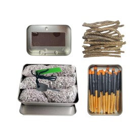 Ultimate Fire Starter Kit – 6 Magnesium Shaving Bags, Waterproof Matches, 20 Wax Ropes (0.3 x 4, 240 Min Burn), Ferro Rod (4x50mm), and Metal Tin – Survival Fire Kit for Camping, Bushcraft, Prepping