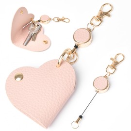 Gineman Reel Key Holder, Reel Strap, Key Reel, Leather, Heart Keyring, Wrap, Leather Pendant, Charm, Stretchable, 12.6 inches (32 cm), Strong, Small, Cute, Fashionable, Metal Fittings, Anti-Lost, Keys, Removable, Car, Bike, Bicycle, Mobile Phone Strap, Single Item