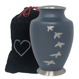 Blue Going Home Cremation Urn, Adult Metal Blue Cremation Urn, Momentful Life