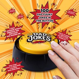 REFARICO Daddy Button with 100 Jokes, Funny Button with Sound Effects, Gag Gifts for Dad, White Elephant Gifts for Father, Button Desk Accessories