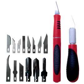 Werkzeyt Bastlermesser-Set, 16-teilig / B20896, Silber,schwarz,rot