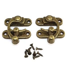 RuiLing 1 Pair Bronze Mini Swing Arm Clasp Latch Vintage Style Left Right Toggle Hasp Hook Metal Catch Curved Buckle for Suitcase Jewelry Box Toolbox 42x37mm