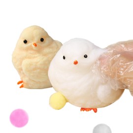VZZNN 2 Pack Chick Silicone Squeeze Toys Super Soft Pinch Family Cute Sensory Toy for Stress Relief (Yellow, White)