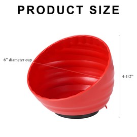 NYTKL Magnetic Nut Cup, Curved Magnetic Parts Tray Bolts Organizer Holds Up to 5 Pounds, Multi-Use Nuts Screws Bowl Small Parts Tray Attaches to Metal Surface, Car Accessories (Red)