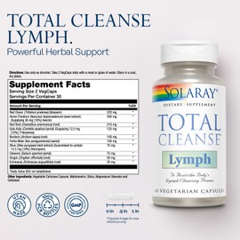 SOLARAY Total Cleanse Lymph - Herbal Wellness Complex - Ginger Root, Echinacea, Yerba Mate, Burdock Root, Red Clover, Gotu Kola and Horse Chestnut Supplement, 60-Day Guarantee, 60 VegCaps, 30 Servings