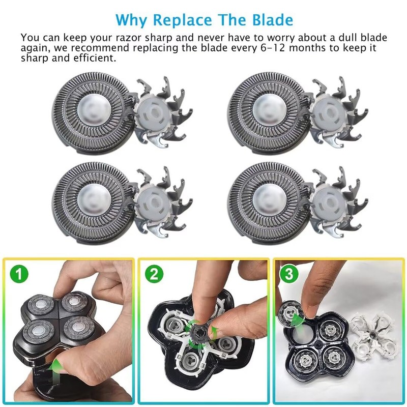 4Pack Shaver Head Replacement Blade For Skul Shaver Pitbull Gold