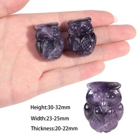Nupuyai 2pcs Owl Bird Amethyst Mini Crystal Stone Statue Carved Animal Figure, Stones Pocket Figurine Ornament Home Office Decor