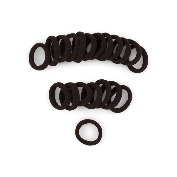 HELIUMS Small Seamless Hair Bobbles - Dark Brown - 2.5 cm Soft Hold Mini Hair Bands - Soft Fabric Ponytail Holder - Pack of 20