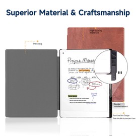 QIOFEARTH Case for Remarkable Paper Pro Tablet 11.8" (2024 Released) Lightweight and Hard Back Shell Protective Book Folio Cover,Have Auto Sleep/Wake,Pen Holder and Pen Tips Box (Marble Brown)