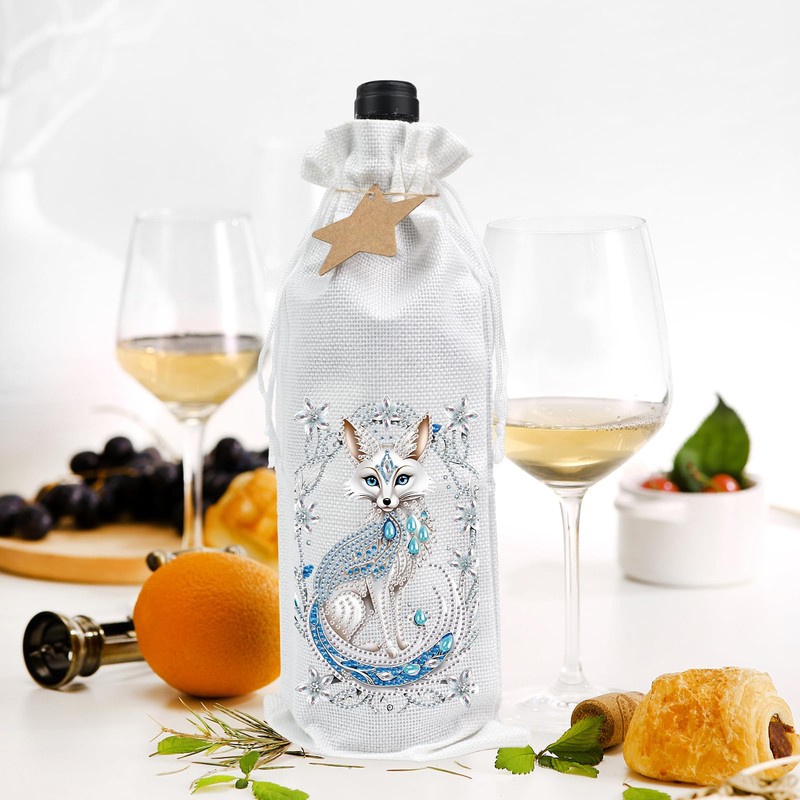 DIY 5D Diamond Painting Wine Bottle Bag, DIY Special Shaped