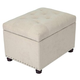 Joveco Storage Ottoman Rectangular Fabric Organization Bench (Beige)