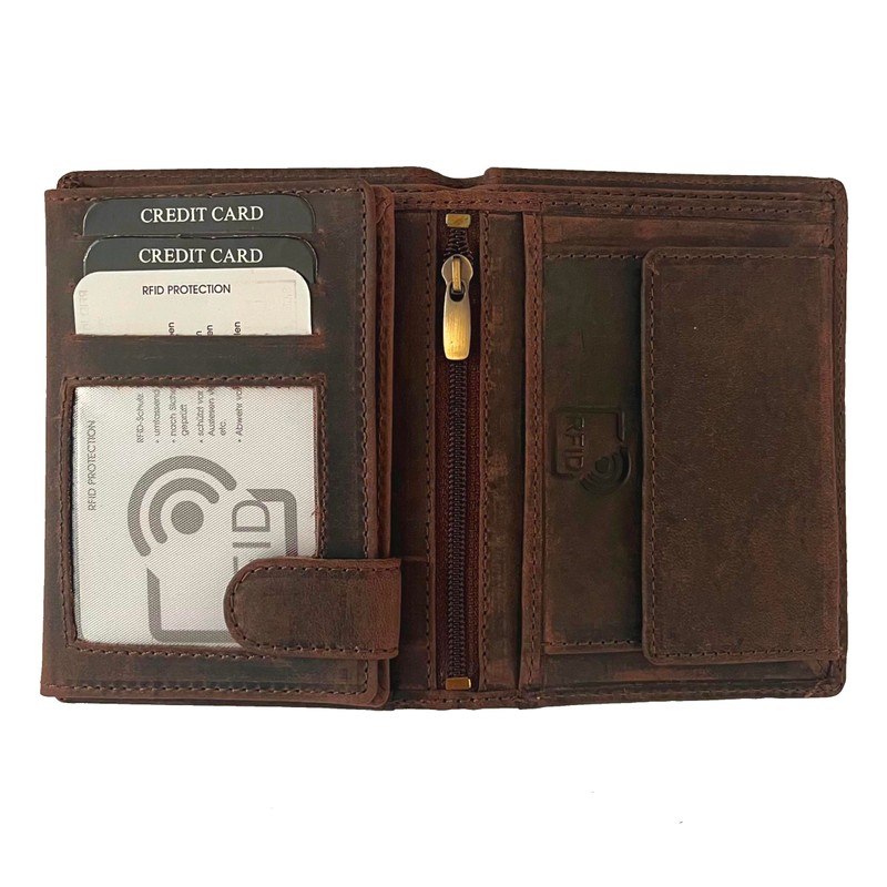 BUFFALO HILL Lucky 7 motif wallet, buffalo leather wallet, genuine