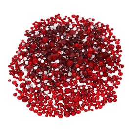YUYUDEHM 1440 PCS Resin Rhinestone, Round Gems rafts Nail Face Art (Red)