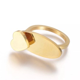 LZD 304 Stainless Steel Finger Rings Heart Oval Gold Size 7 17mm  A12