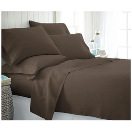 ienjoy Home IEH-6PC-CALKING-CHOCOLATE 6 Piece Home Collection Premium Ultra Soft Bed Sheet Set, California King, Chocolate, Calking