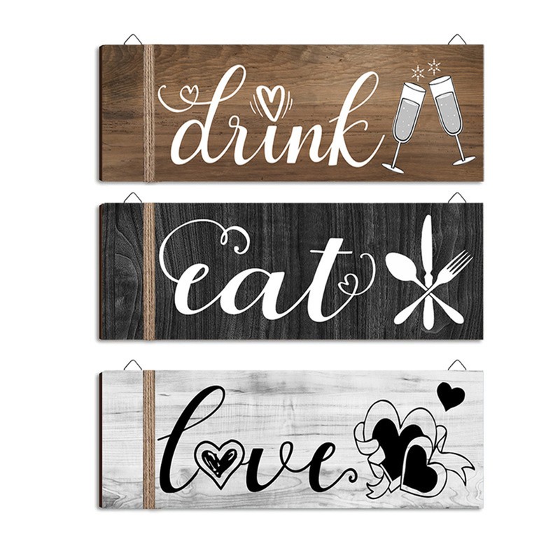 3Pcs Wall Decor Wooden Hanging Wall Sign Wooden Wall Art