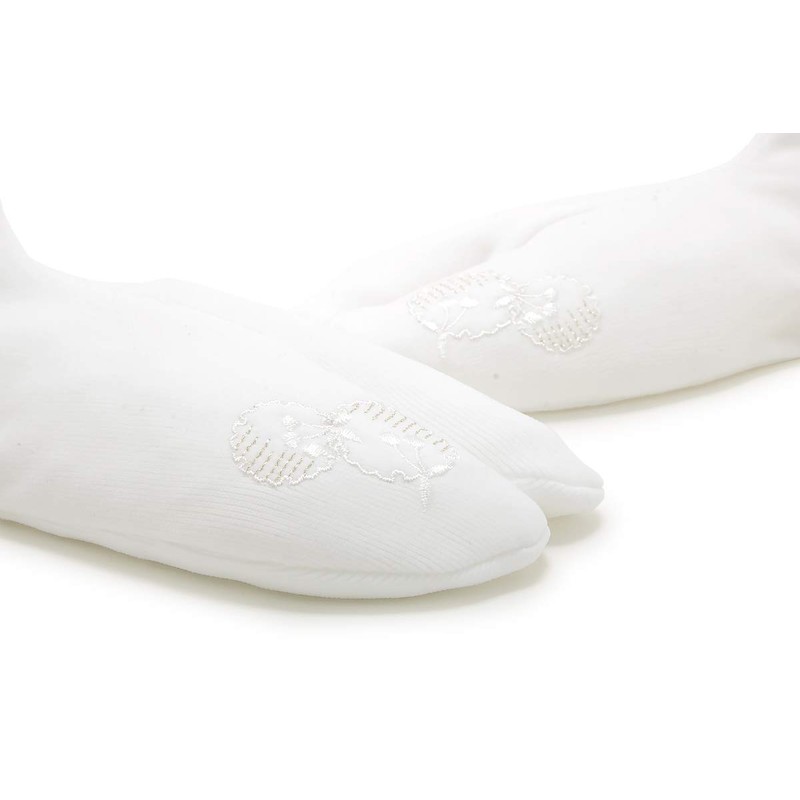 Soubien assort-tabi0006 Women's Socks, Stretch, Tabi Socks, White, Embroidery, Flower,