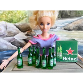 USAminiature 1/6 Dollhouse Miniature Beer Bottles Boxes Dining Room Party Alcohol Drinks - Heineken box with 8 bottles