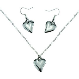 Pirantin 10 Year Anniversary Polished Offshaped 100% Pure Tin Necklace and Earring Set