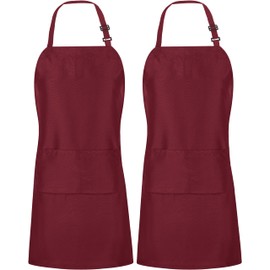 Utopia Kitchen 2 Pack Bib Apron, Adjustable with 2 Pockets, Water and Oil Resistant, Cooking Kitchen Chef Apron for Women Men