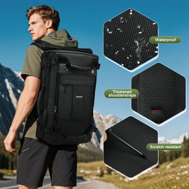 SUIKIHUM Large Travel Backpack, 17 Inch Laptop Backpack 40L Carry-On Bag Water-Resistant Flight Approved W/Shoulder Strap+Anti-theft Lock for Casual Travel Outdoor, Black