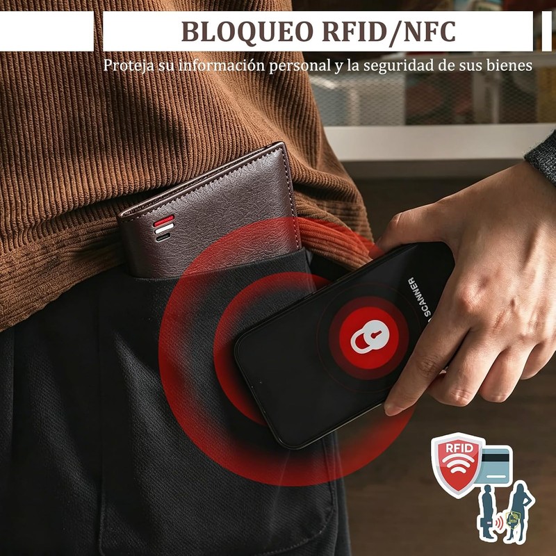 Cartera para hombre con RFID y 11 ranuras – Cuero