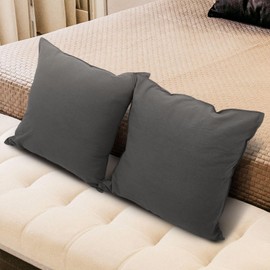 Betadistor Cushion Covers 2pc set (45 x 45 cm) Solid Dyed Cotton Canvas, Decorative Large Square Washable Throw Pillow Cases for Living Room, Sofa, Bedroom, Home & Hotel, Charcoal Grey, 519-0402