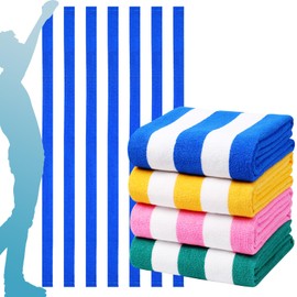 4 Packs Extra Large Bath Towels Striped Beach Towel Set Bathroom Sheets Bulk Oversized Quick Dry Soft Fluffy XL Big Absorbent Microfiber Blanket Turkish Hotel Shower Pool Hot Tub Toallas Baño Grandes