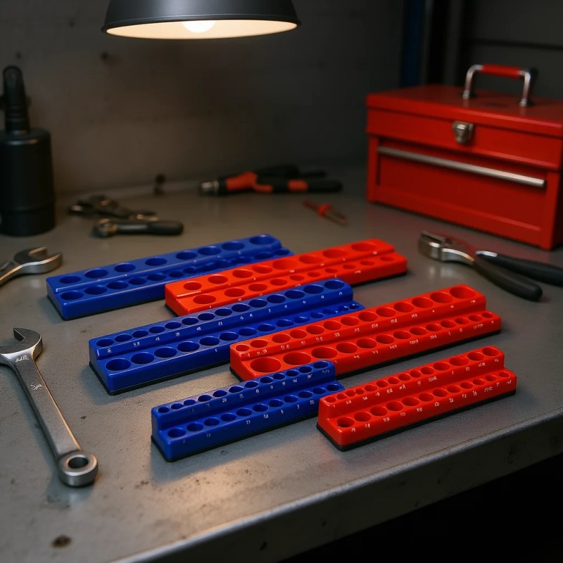 Socket Organizer Set Red Blue Metric SAE 1/4 3/8 1/2