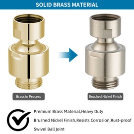 Hibbent All Metal Shower Head Swivel Ball Joint Adapter, Conector De Brazo De Ducha Ajustable De Latón Macizo, Extensión De Brazo De Ducha, Conector De Cabezal De Ducha, Componente De Ducha Universal,