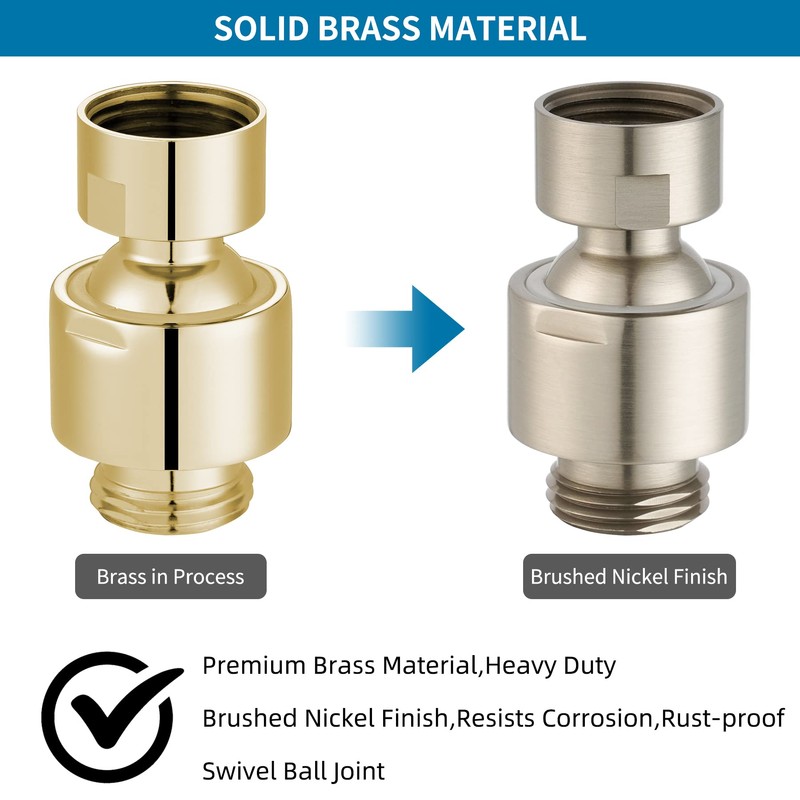 Hibbent All Metal Shower Head Swivel Ball Joint Adapter, Conector
