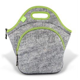 Nordic By Nature Large Neoprene Lunch Bag for Women & Lunch tote for Kids Insulated Lunch bag Reusable Washable Thick Neoprene & Soft Cotton Feel, Premium Stitching, Outside Pocket, (L) Gray Melange