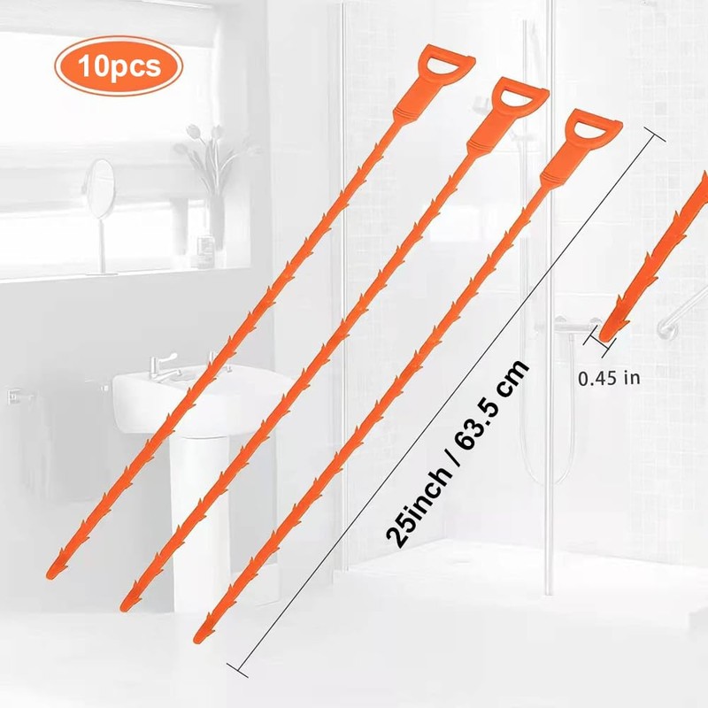 25 inch Drain Snake Hair Removal Tool 10 pcs, Hair
