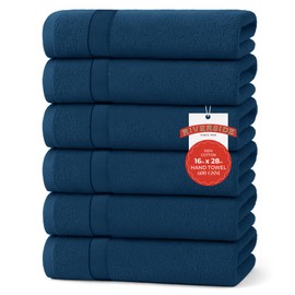 RIVERSIDE 6 Pack Premium Hand Towels Set, 16x28 inches, 100% Ring Spun Cotton, 600 GSM, Soft, Quick Dry and Highly Absorbent, Towels for Bathroom, Kitchen, Gym, Spa - Blue Opal